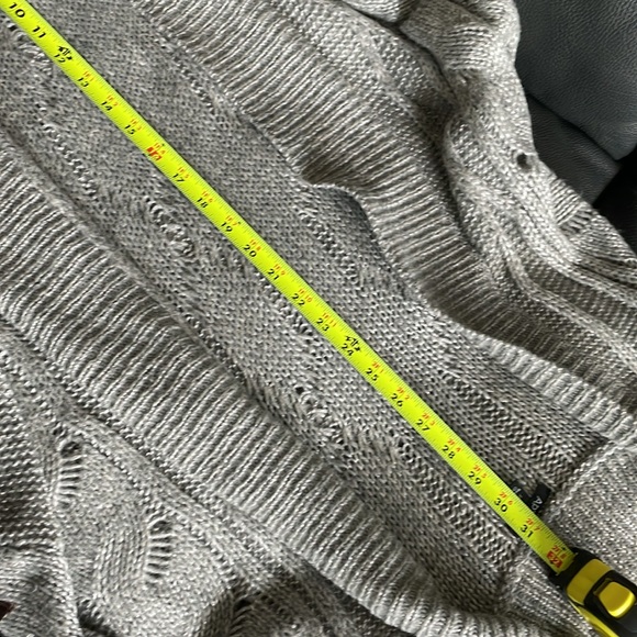 Apt 9 Cardigan Women Size XL Gray Open Front Chunky Cable Knit Pattern Long - Picture 12 of 12